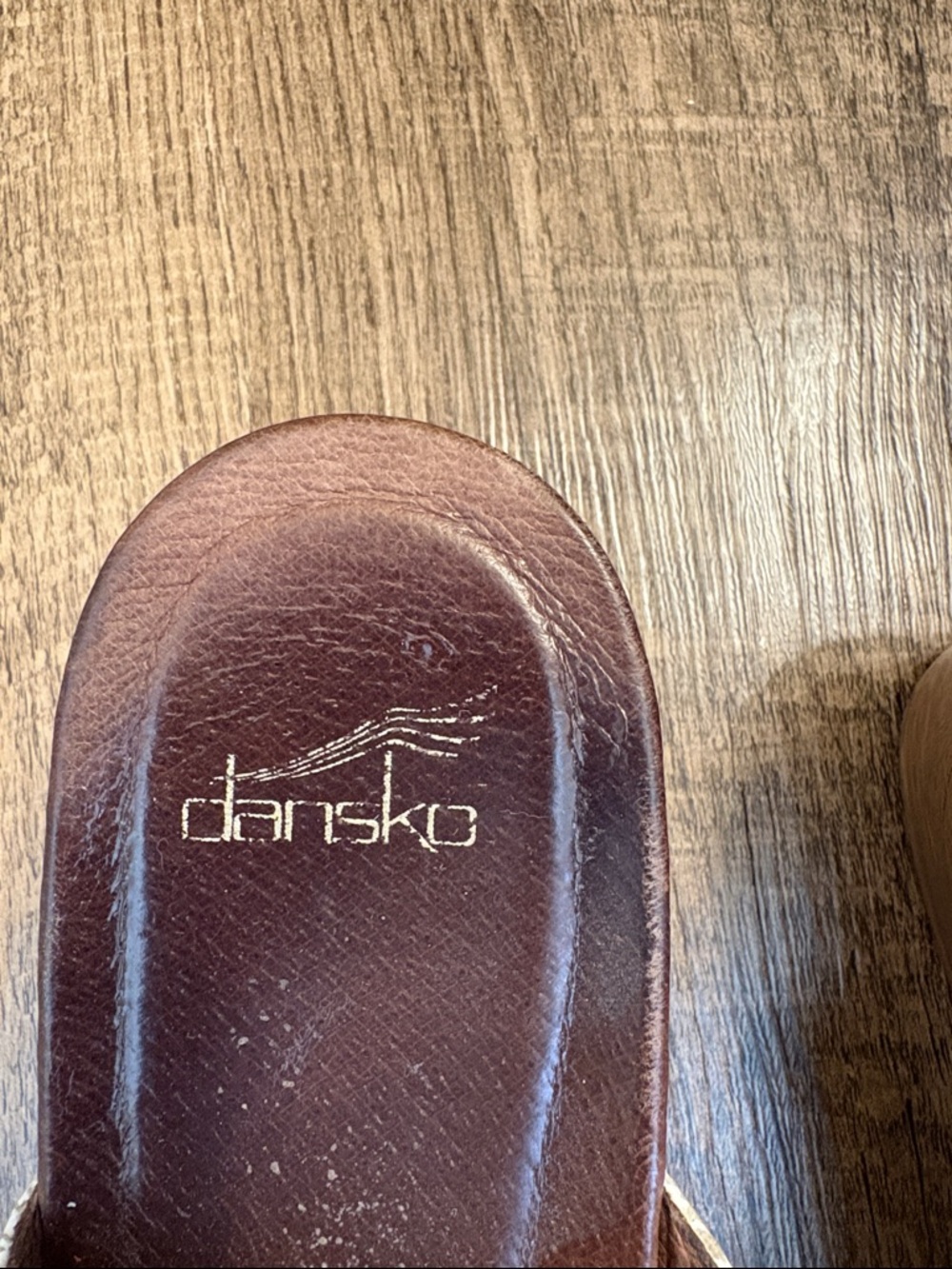 Dansko White Leather Buckle Slide Wooden Platform Sandal Clogs Herringbone cream - Picture 2 of 4